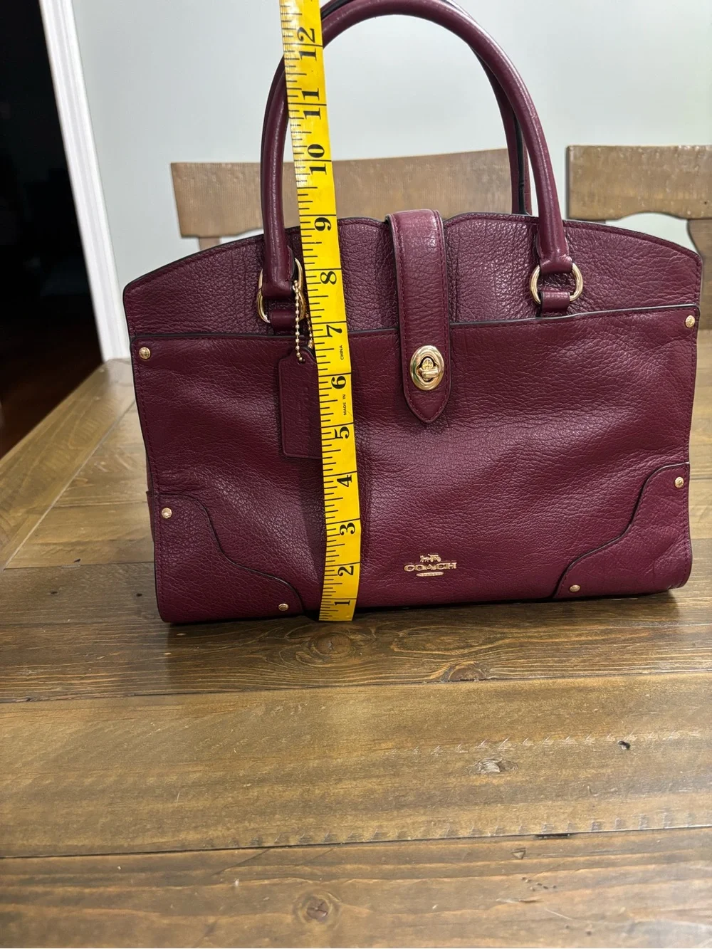 Coach Mercer 30 Satchel in Burgundy Pebbled Leather
